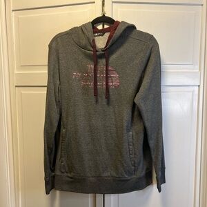 The North Face Women’s Charcoal Gray Hoodie with Maroon Accents Size Large